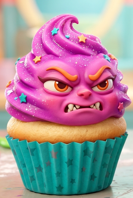 Grumpy Blue Cupcake